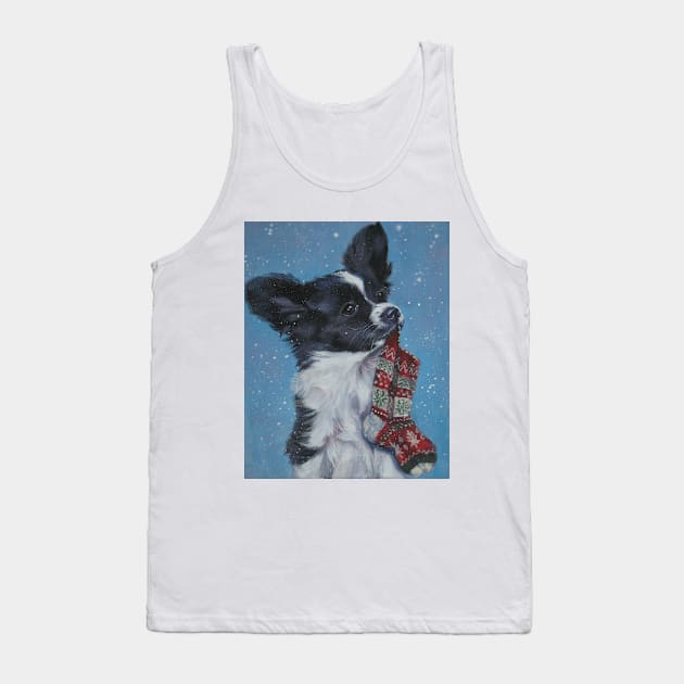 Papillon Christmas Fine Art Painting Tank Top by LASHEPARD